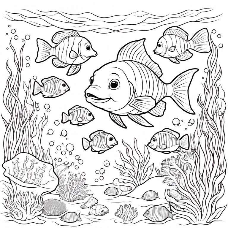Coloring book of creatures under the sea