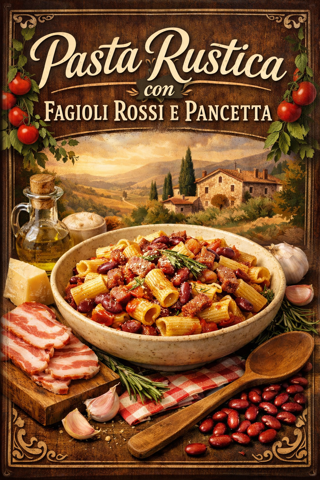 Pasta Rustica con Fagioli Rossi e Pancetta