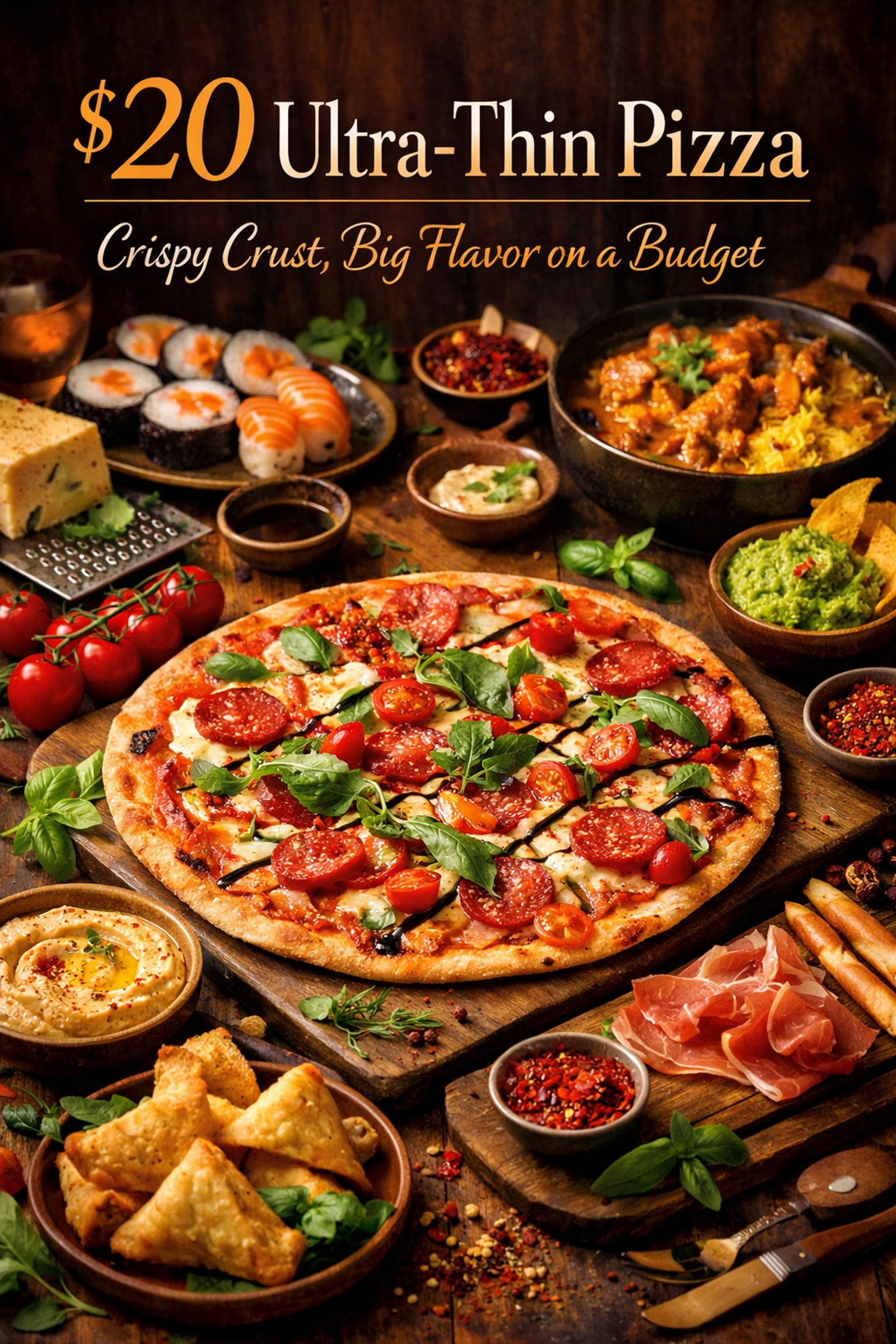 $20 Ultra-Thin Pizza Crispy Crust, Big Flavor on a Budget By $hef Bobby G