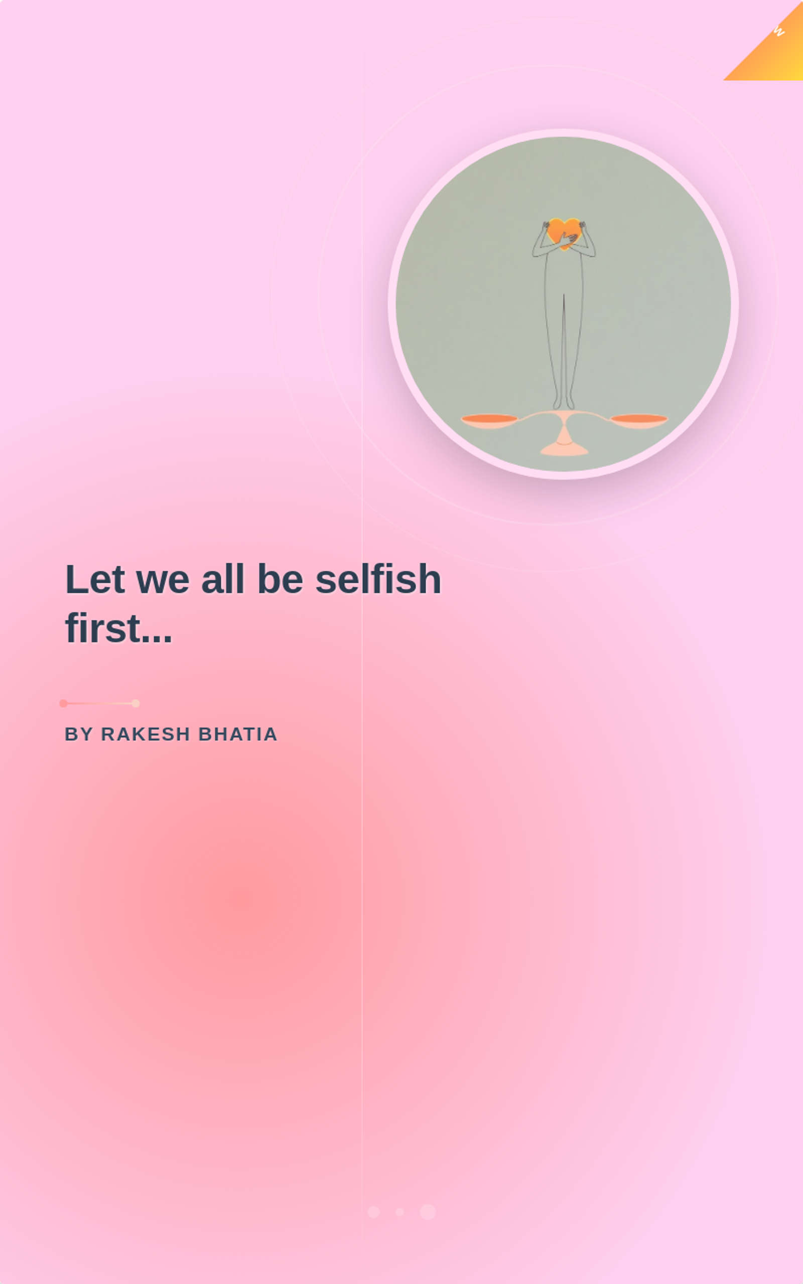 Let we all be selfish first...