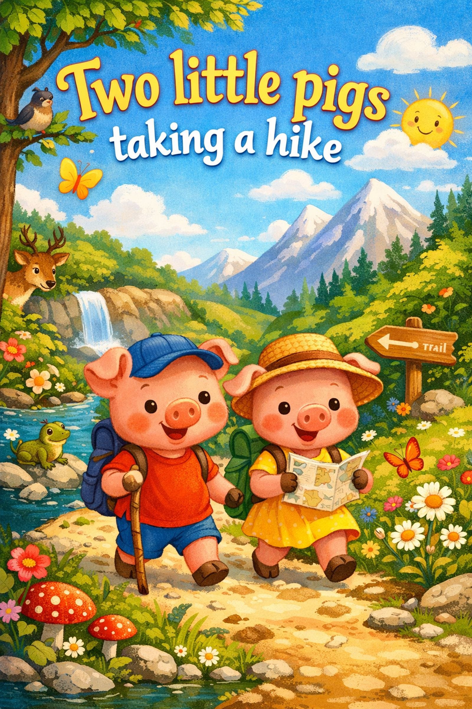 Two little pigs taking a hike